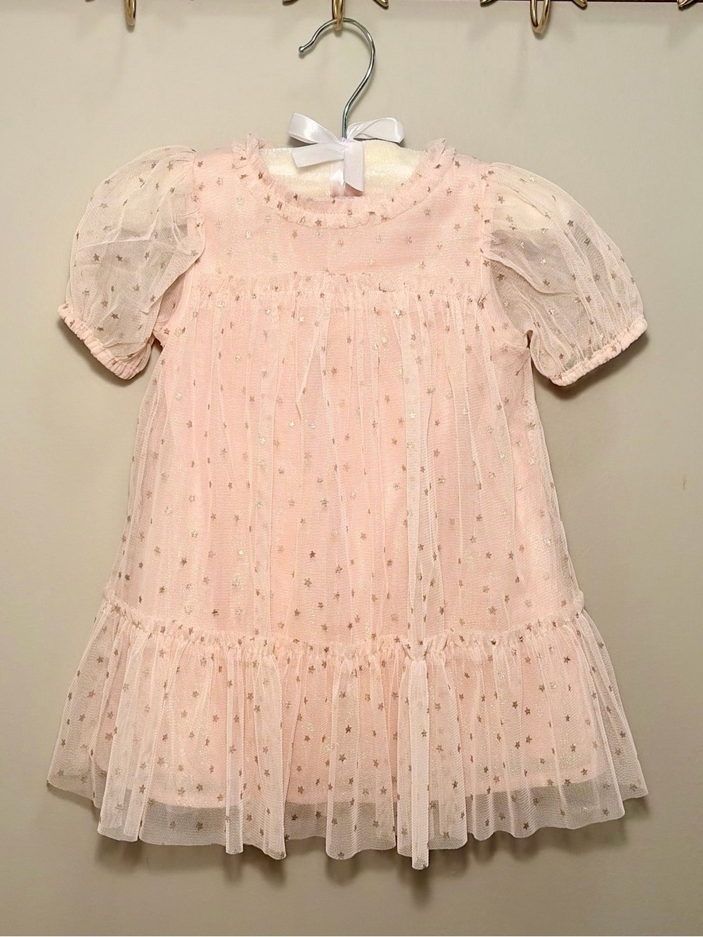 12M Cat & Jack Peach Star-Detail Tulle Dress